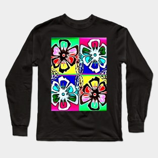 Flowers 2 Neon Pop Art Long Sleeve T-Shirt